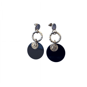 Boucles d'oreilles 3 cerceau doré et noir