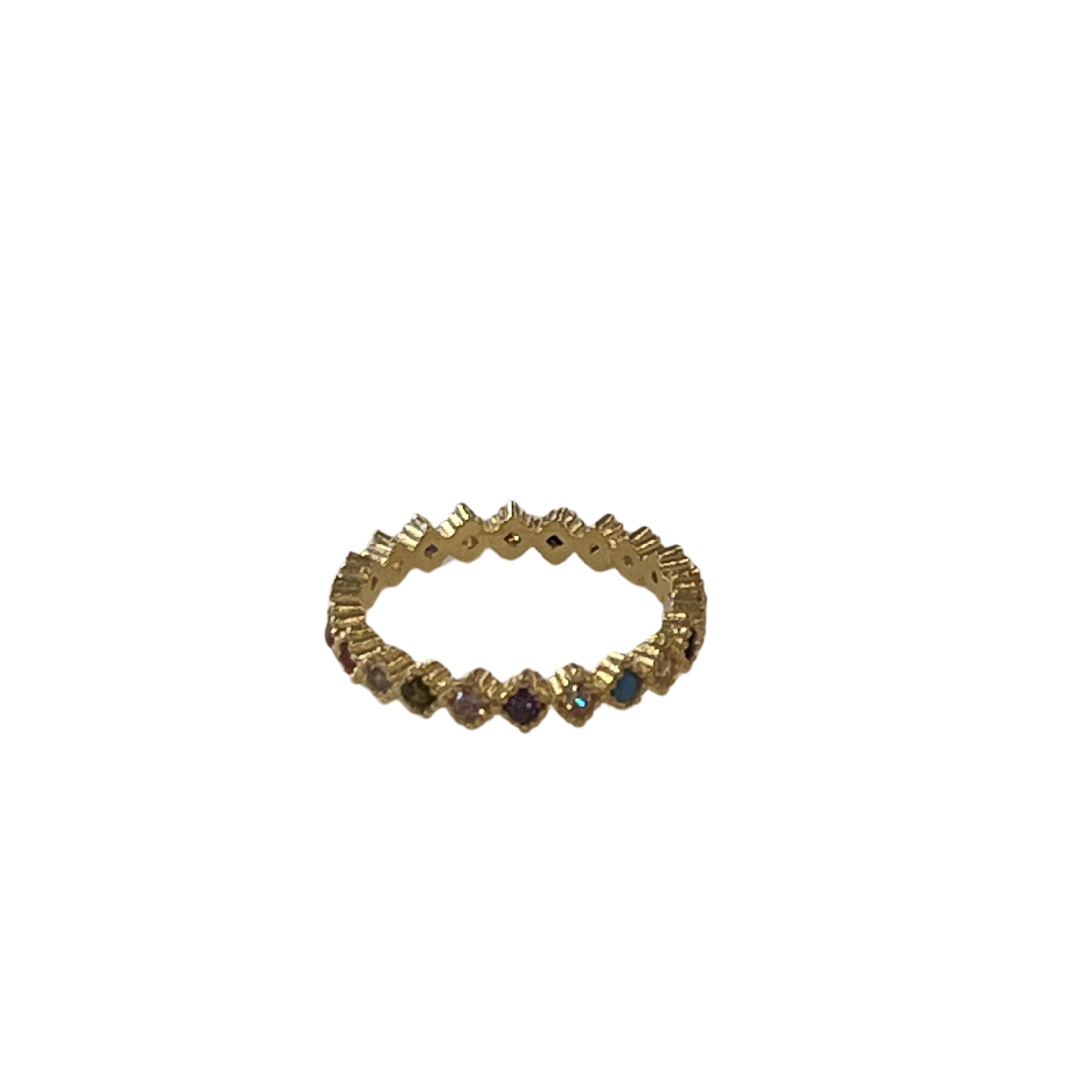 Bague en or avec petits cristaux colorés