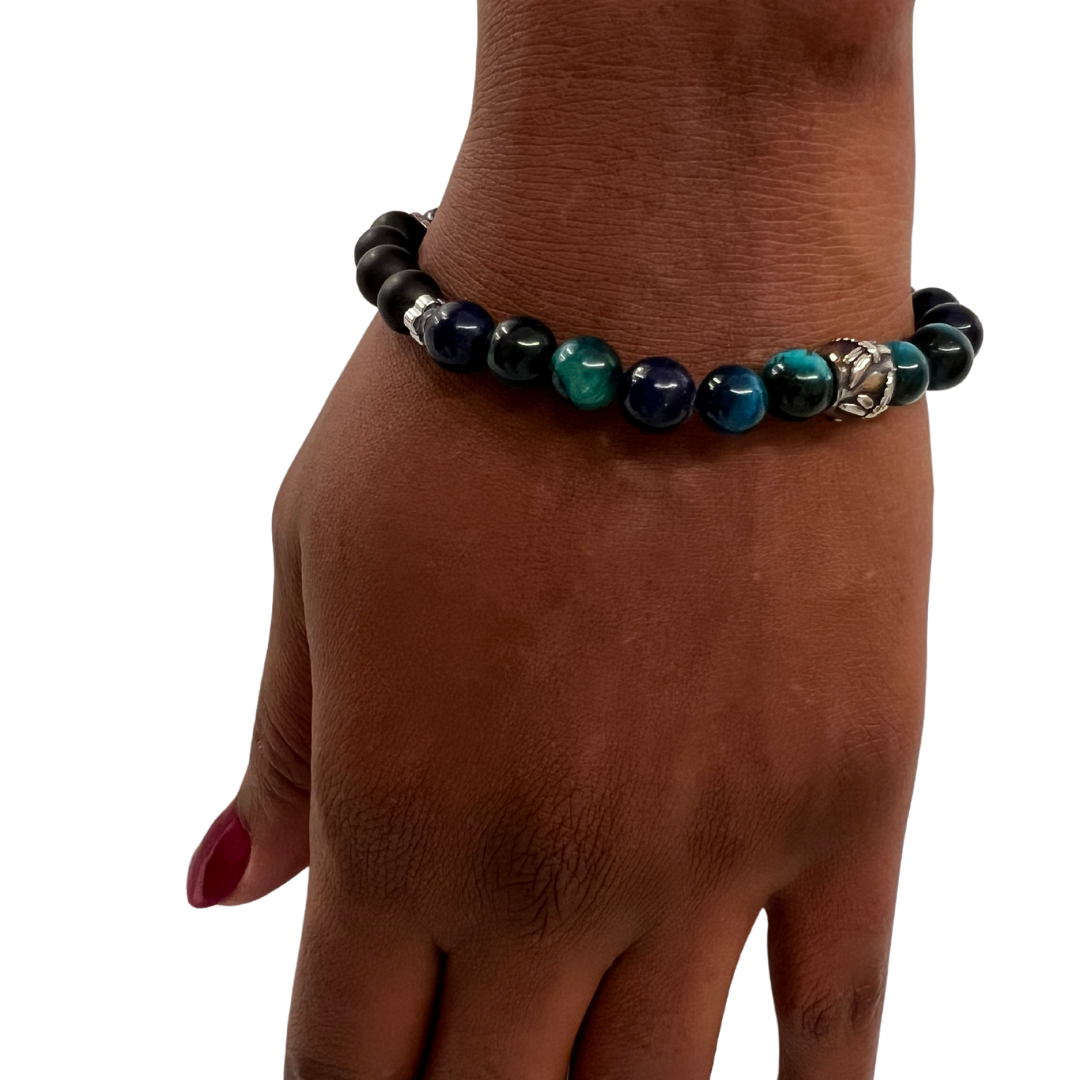 Bracelet de pierres naturelles Malachite & Agate Noire Bracelet de pierres naturelles Malachite & Agate Noire