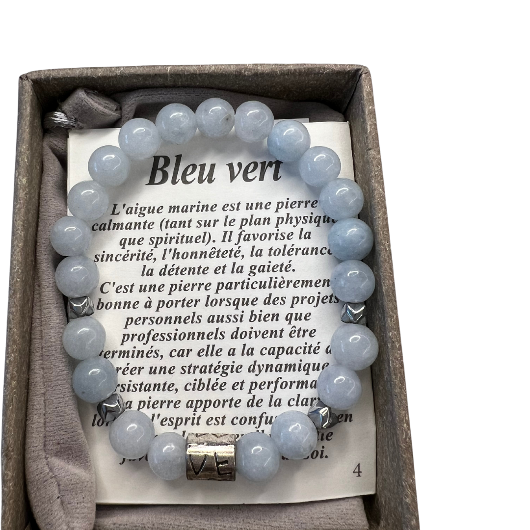 Bracelet de pierre naturelles L'aigue marine & Pierre de Lune Arc-en ciel Bracelet de pierre naturelles L'aigue marine & Pierre de Lune Arc-en ciel